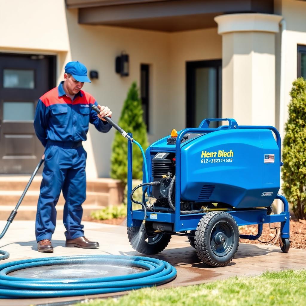 Priority Rooter plumber using a hydro jetting machine at a Tucson home